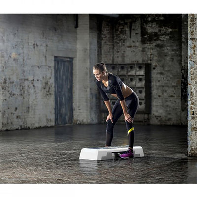 Reebok Adjustable Exercise Step Platform Home Gym Workout Equipment, White/Blue