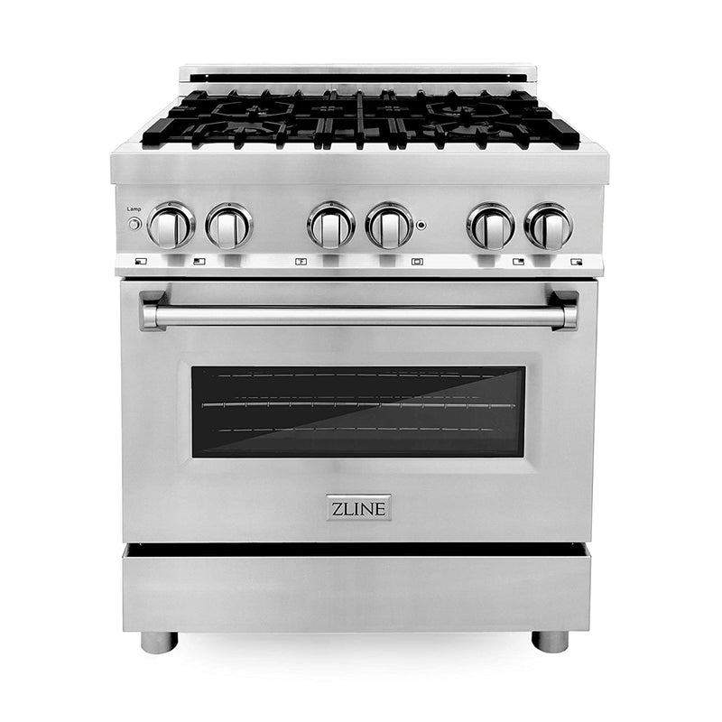 ZLINE 30 Inch Professional Stainless Steel Gas Cooktop Range Oven with 4 Burners