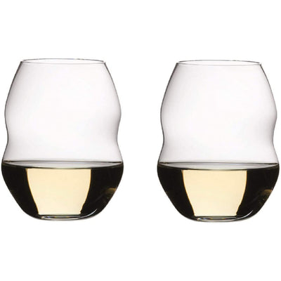 Riedel Swirl Dishwasher Safe Unique Stemless Clear Water/Wine Glasses, Set of 2