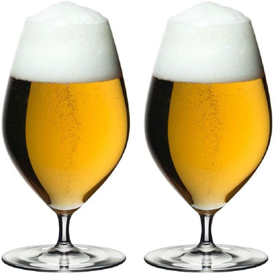 Riedel 15.35 Ounce Veritas Beer Clear Crystal Beverage Drink Glass Set (2 Pack)