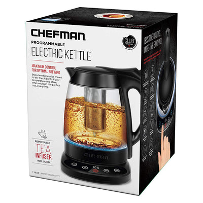 Chefman 1.7 Liter 360 Swivel Base Touch Electric Kettle w/ LED Boil Light, Black