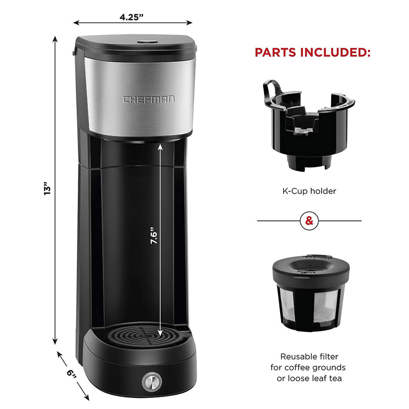 Chefman RJ14-UB InstaCoffee Single Serving Cup Coffee Maker with Reusable Filter