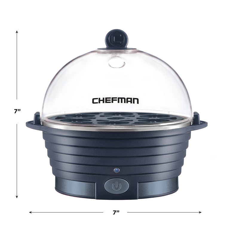 Chefman Rapid Electric Egg Cooker with Omelet Tray, Midnight Blue (Refurbished)