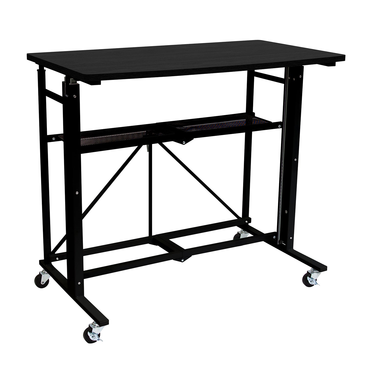 Origami Up Down Adjustable Sitting Standing Workstation Desk w/ Wheels, Black - VMInnovations