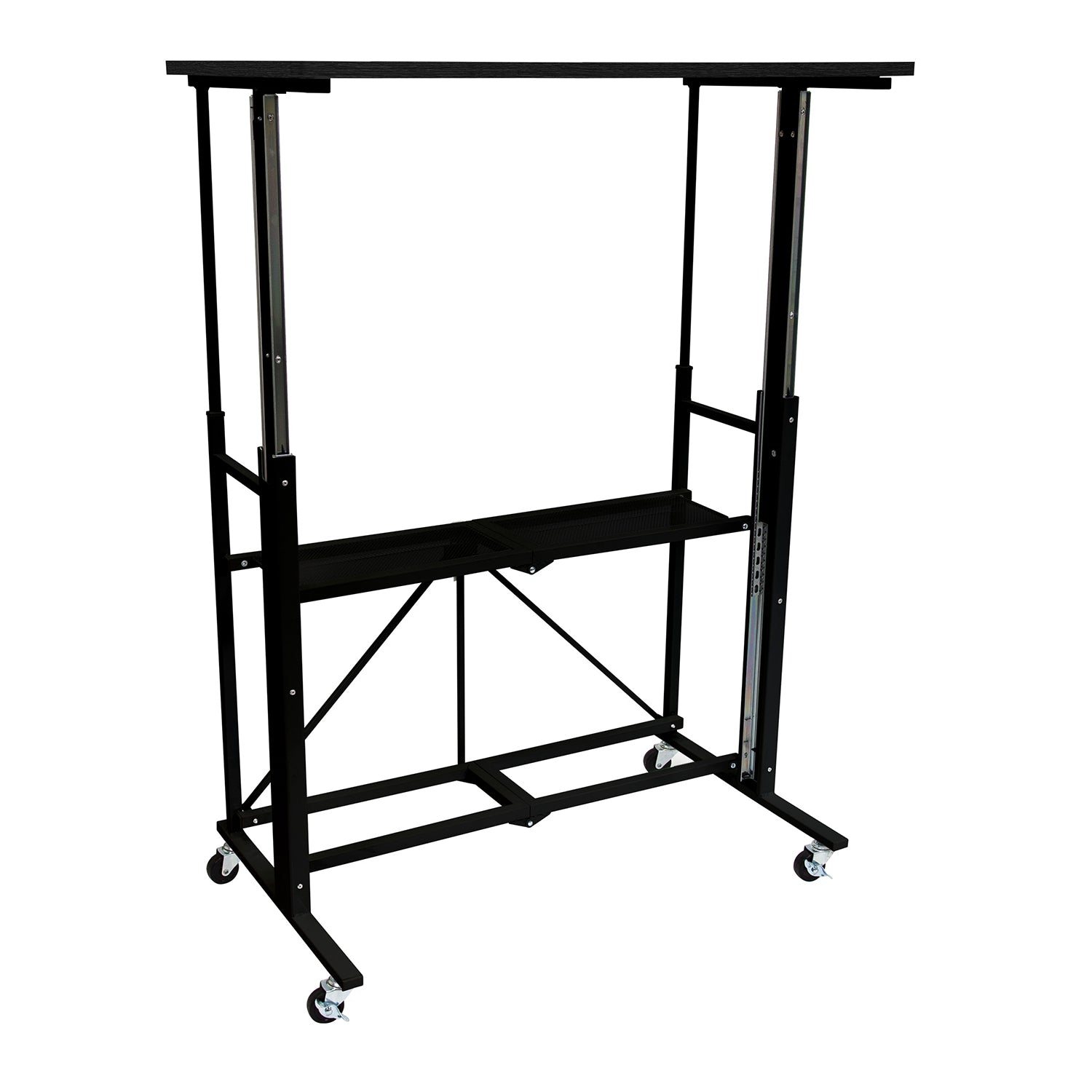 Origami Up Down Adjustable Sitting Standing Workstation Desk w/ Wheels, Black - VMInnovations