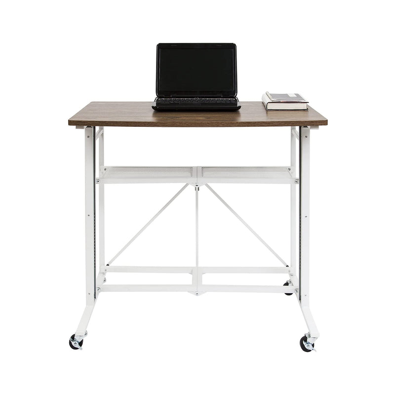 Origami Large Up Down Adjustable Sitting Standing Workstation Desk, White Walnut