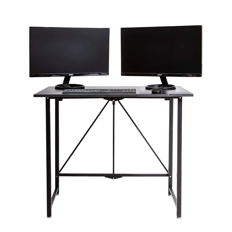 Origami Space Saving Folding Office Computer Desk w/ Durable Steel Frame, Black