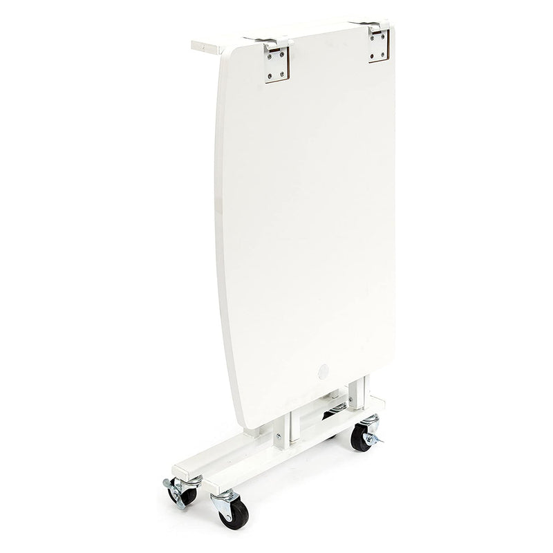 Origami Folding Storage Utility Trolley Table Desk Cart w/ Rolling Wheels, White