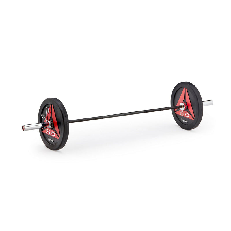Reebok 15 Kg Weightlifting Workout Steel Fitness Power Training Barbell, Silver