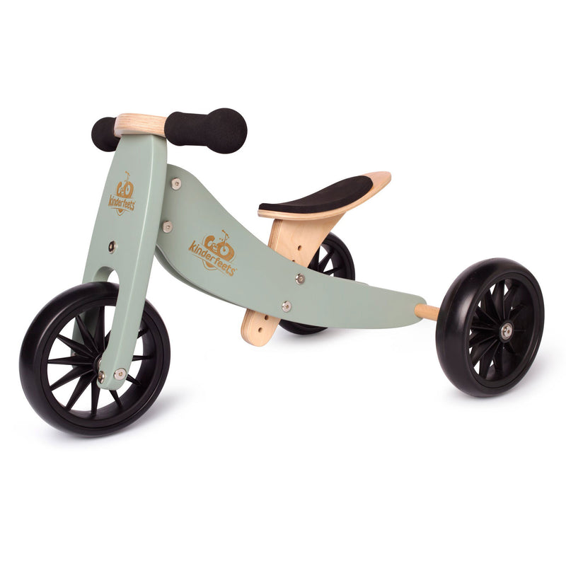 Kinderfeets Tiny Tot Toddler 2-in-1 Balance Bike and Tricycle, Sage Green