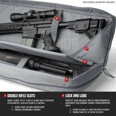 Savior Equipment American Classic 36 Inch Soft Double Long Gun Rifle Case, Gray
