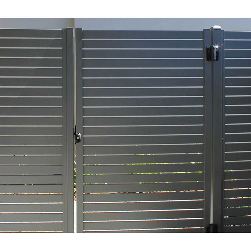 Stratco 71 x 39 Inch Aluminum Horizontal Slat Gate Fencing with Base Plate Kit