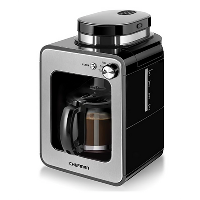 Chefman Grind & Brew 4-Cup Coffee Maker & Grinder, Stainless Steel (Refurbished)