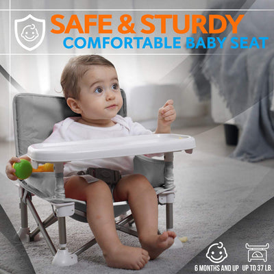 SereneLife SLBS66 Portable Baby Toddler Folding Booster Seat Feeding Chair, Gray