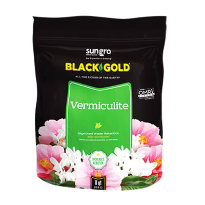 SunGro Black Gold Natural and Organic Garden Vermiculite Potting Mix, 8 Qt Bag