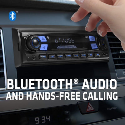 SOUNDSTORM Mech-Less Single DIN Hands Free Bluetooth Vehicle Radio Stereo System
