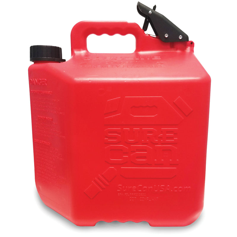 SureCan 5gal Controlled Flow Gasoline Fuel Can w/Rotating Nozzle, Red (4 Pack)
