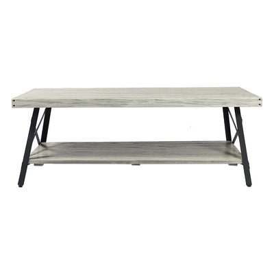 Wallace & Bay Chandler 48 Inch Rustic Wood Storage Coffee Table, Brushed Gray