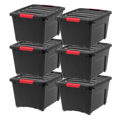 IRIS 32 Quart Stack and Pull Storage Container Box Bin System w/ Lids (6 Count)