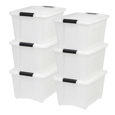 IRIS 32 Quart Stack and Pull Storage Container Box Bin System w/ Lids (12 Count)