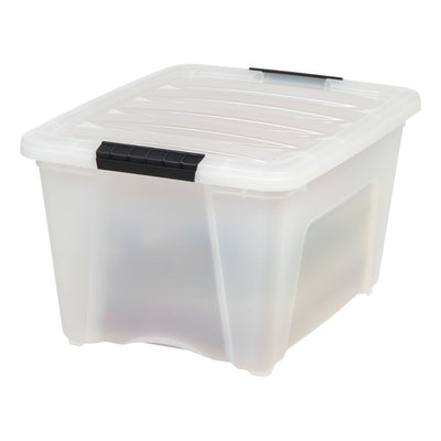 IRIS 32 Quart Stack and Pull Storage Container Box Bin System w/ Lids, (6 Count)