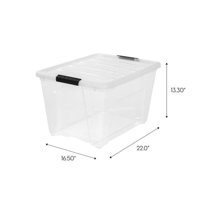 IRIS 53 Quart Stack & Pull Storage Container Tote Box with Lid, Clear (6 Pack)