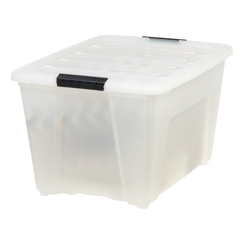 IRIS 53 Qt Stack & Pull Storage Lidded Container Box Bin System, Pearl (6 Count)