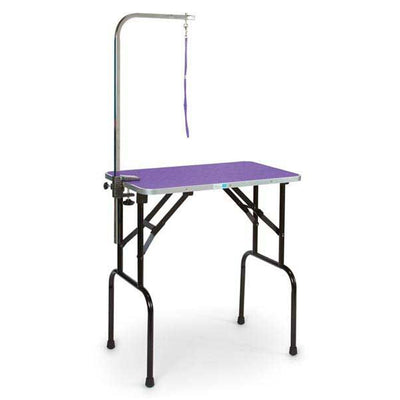 Pet Edge TP215 36 79 Foldable Pet Grooming Table w/ Adjustable Leash Arm, Purple