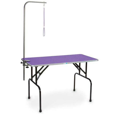 Pet Edge TP215 36 79 Foldable Pet Grooming Table w/ Adjustable Leash Arm, Purple