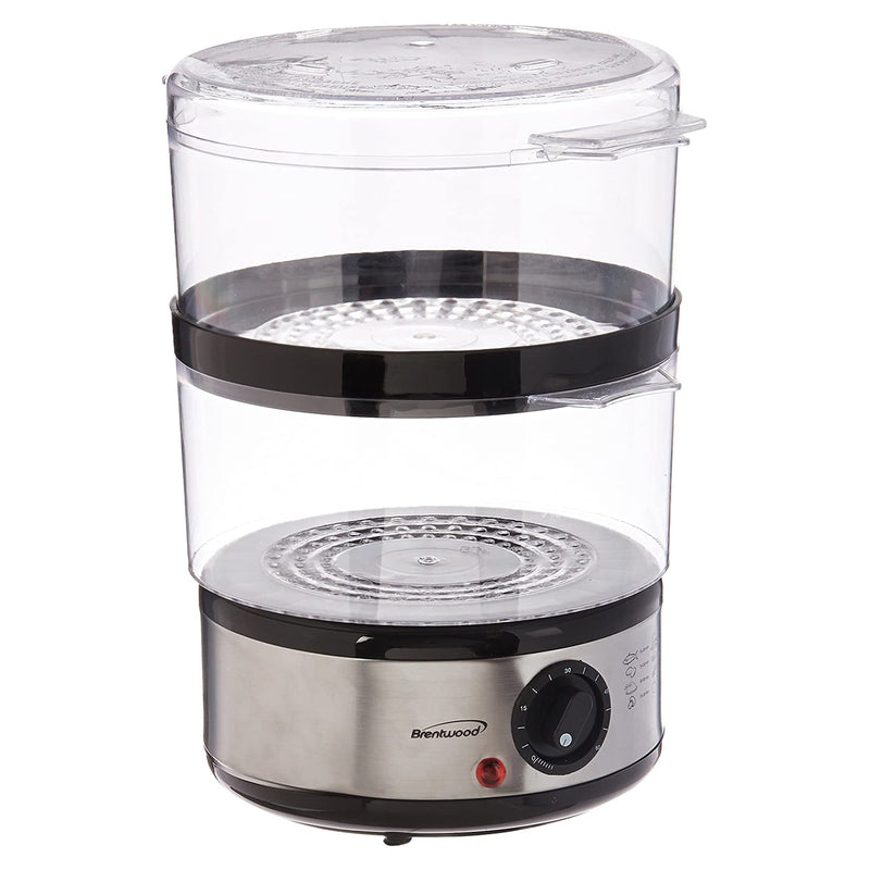 Brentwood Electric 5 Quart Stackable 2 Tier Stainless Steel Food Cooker Steamer