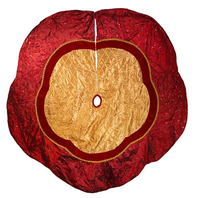 Kurt Adler Criss Cross Scallop 72 Inch Christmas Tree Stand Skirt, Red and Gold