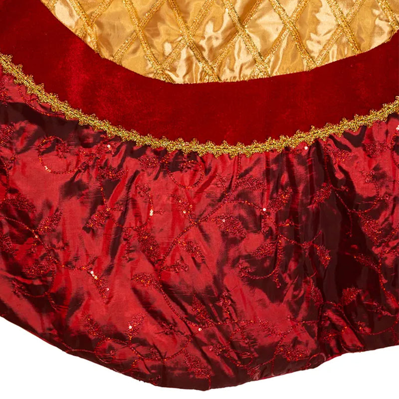 Kurt Adler Criss Cross Scallop 72 Inch Christmas Tree Stand Skirt, Red and Gold