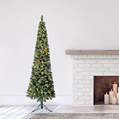 Home Heritage Cashmere 7' Artificial Corner Christmas Tree Prelit 150 LED Lights