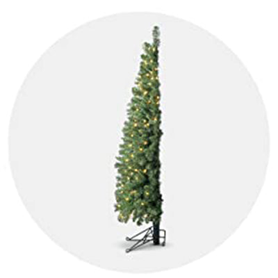 Home Heritage Cashmere 7' Artificial Corner Christmas Tree Prelit 150 LED Lights