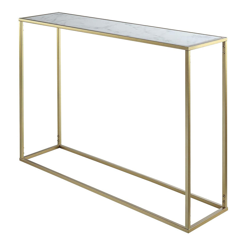 Convenience Concepts Gold Coast Slim Accent Sofa Console Table, Gold/Faux Marble