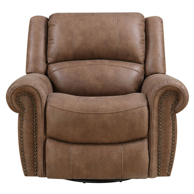 Wallace & Bay Spencer Faux Leather Oversized Swivel Glider Recliner Chair, Brown