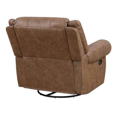 Wallace & Bay Spencer Faux Leather Oversized Swivel Glider Recliner Chair, Brown