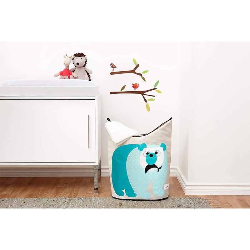 3 Sprouts Baby Laundry Hamper Storage Basket Organizer for Nursery, Polar Bear