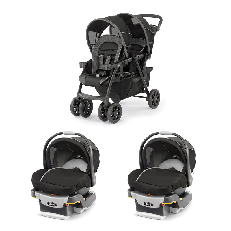 Chicco Together Double Stroller and Rear Facing Car Seat, Coal (2 Pack)