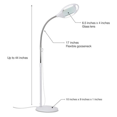 Brightech V0-CWQJ-HHE9 LightView Pro Magnifying 5 Diopter LED Floor Lamp, White