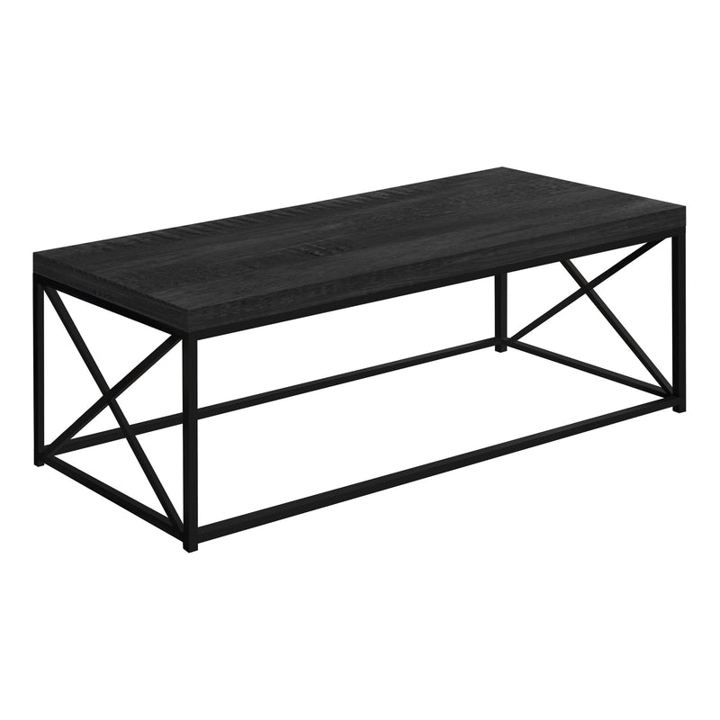 Monarch Black Wood-Look Finish Black Metal Decor Contemporary Style Coffee Table