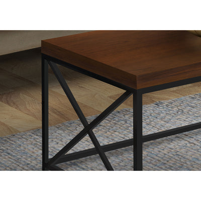 Monarch Brown Wood-Look Finish Black Metal Decor Contemporary Style Coffee Table
