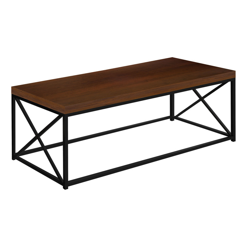 Monarch Brown Wood-Look Finish Black Metal Decor Contemporary Style Coffee Table