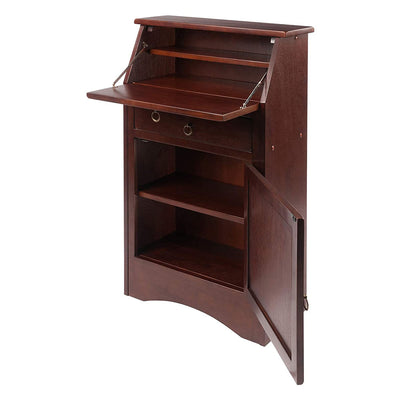 Winsome Solid Composite Wood Home Office Regalia Secretary Desk, Antique Walnut