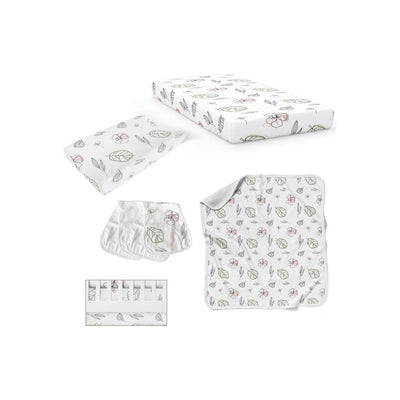 Goumikids 5 Piece Soft Organic Cotton Nursery Crib Bedding Set, Abstract Floral