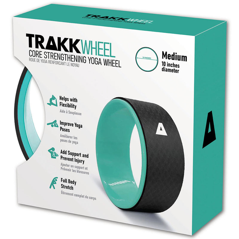 TRAKK Back Pain Relief Stretch Massage Foam Roller Yoga Wheel, 10 Inches, Black