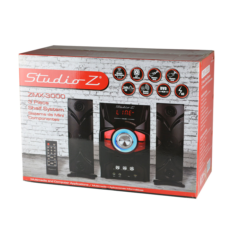 Studio Z ZMX-3000 3 Piece Home Audio Sound System w/ Speakers & Remote Control