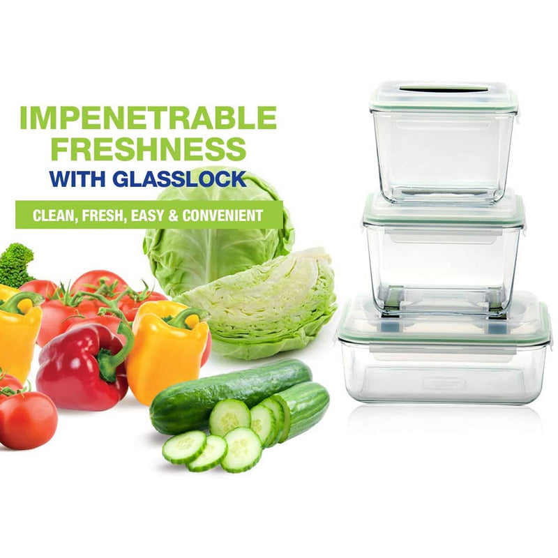 Glasslock Reusable Food Storage Set, Oven & Freezer Safe, 10 Pieces (Open Box)
