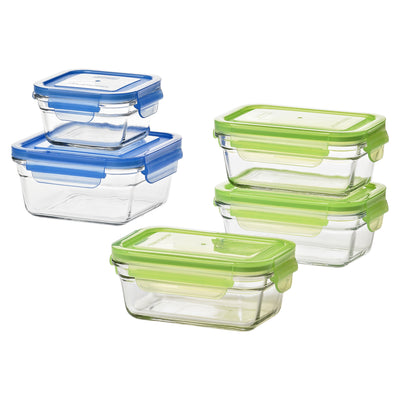 Glasslock Reusable Food Storage Set, Oven & Freezer Safe, 10 Pieces (Open Box)