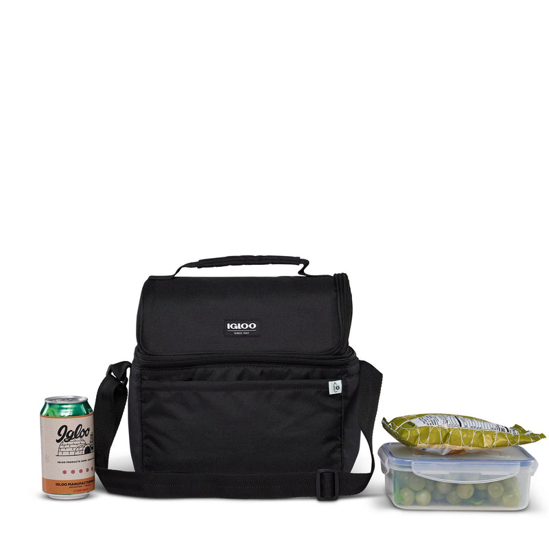 Igloo 14 Can Portable Recycled Lunch Pail Cooler with Strap, Black (Open Box)